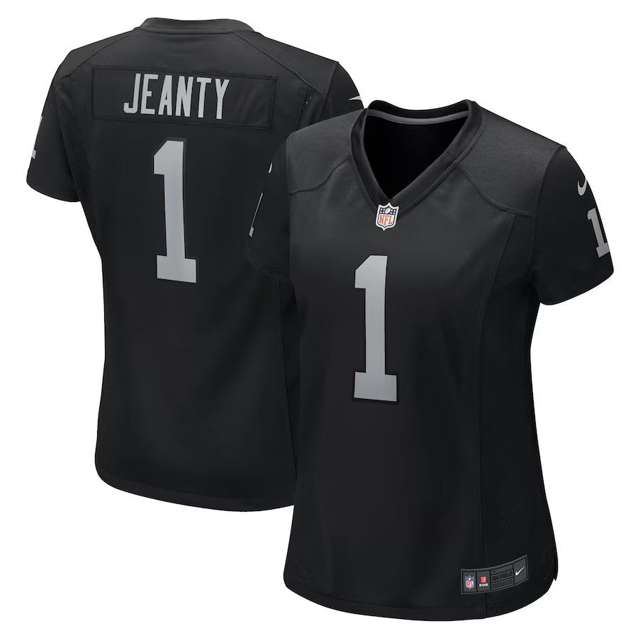Women Las Vegas Raiders #1 Ashton Jeanty Nike Black 2025 NFL Draft First Round Pick Team Game Jersey
